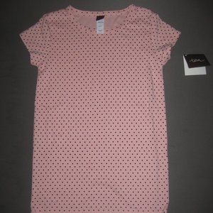 Tea Collection Girls Pink T Shirt Black Polka Dots Size Large L 12 NWT